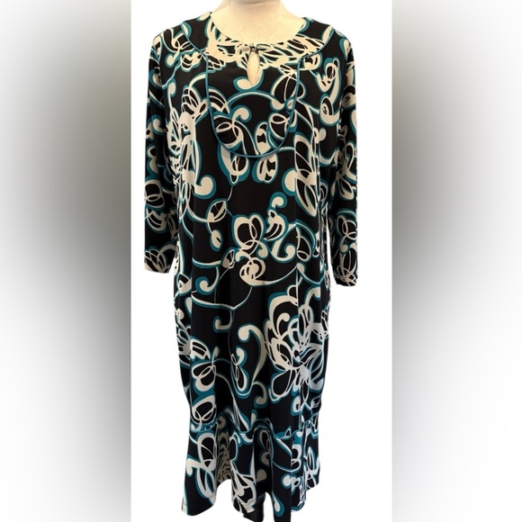 Chico's Dresses & Skirts - Chico's Black, White, and Teal Swirl Dress